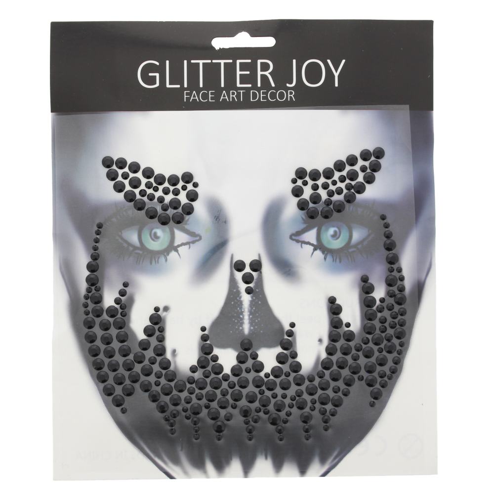 Zac's Alter Ego - Scary Pumpkin Jet Black Face Jewel Diamond Sticker - Black